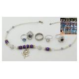 Beaded Necklace with Flower Pendant plus 5