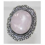 Rose Quartz German Silver Ring - Size 7