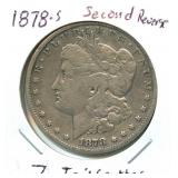 1878-S Second Reverse 7 Tailfeather Morgan Silver