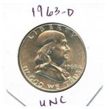 1963-D UNC Franklin Silver Half Dollar