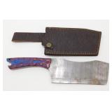 New Damascus Blade Cleaver Knife with Leather