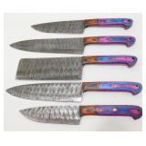 New 5-pc Damascus Blade Kitchen Knife Set