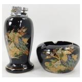 * Vintage Japanese Cobalt Blue Ashtray and