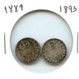 Pair of Great Britain Silver 3 Pence - 1889 &
