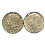 Pair of 40% Silver Kennedy Half Dollars