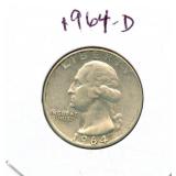 1964-D Washington Silver Quarter
