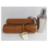 2 New Leather Bottle Totes & Drink Shaker