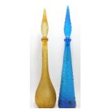 * Blue & Gold Ornate Deco Bottles w/ Stoppers