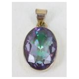 Very Large Mystic Topaz Pendant - 925 Sterling