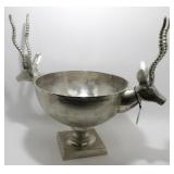 ** Large Palm Antelope Metal Centerpiece Dish