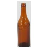 * Big Vintage Schreier Amber Glass Beer Bottle -