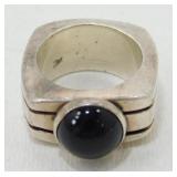 Sterling Silver Onyx Ring - 19.26 grams Total