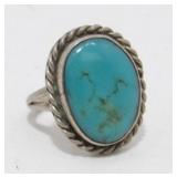 Sterling Silver Southwest Navajo Turquoise Ring,