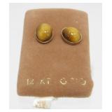 14K Tiger Eye Earring Set - 2.51 grams Total