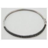Sterling Silver Black Diamond Bangle Bracelet -