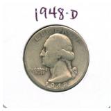 1948-D Washington Silver Quarter