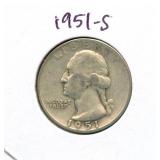 1951-S Washington Silver Quarter