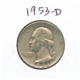 1953-D Washington Silver Quarter