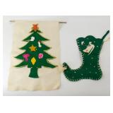 Vintage Felt Christmas Flag and Stocking