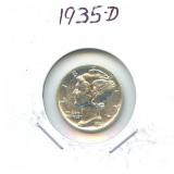 1935-D Mercury Silver Dime