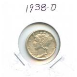 1938-D Mercury Silver Dime