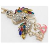 Betsey Johnson Flamingo Bird Rhinestone Pendant