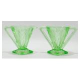 * (2) Uranium Glass MCM Creamer / Sugar - Sugar