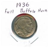 1936 Buffalo Nickel - Full Horn