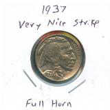 1937 Buffalo Nickel - Very Nice Strike, Full Horn