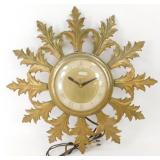 * Vintage United U.S.A. Metal Sunburst Wall Clock