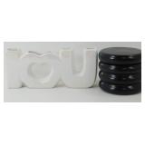 * New I (Heart) U Vase & Black Jar w/ Lid