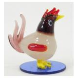 * Lauscha Bimini Glass Chicken Figurine on Cobalt