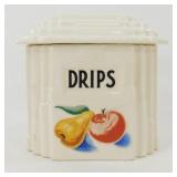 * Antique Harker Pottery ï¿½Dripsï¿½ Jar Grease Jar -