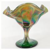 * Antique Green Colored Carnival Compote -