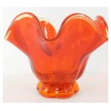 * MCM 6-Toed Amberina 4' Fluted Bowl