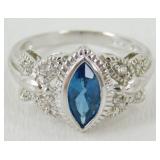 Sterling Silver and Teal Stone Ring - 4.25 grams