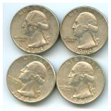 Group of 4 Washington Silver Quarters