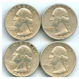 Group of 4 Washington Silver Quarters