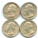 Group of 4 Washington Silver Quarters