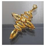 Beautiful 10k Gold Citrine Cross Pendant - 4.5