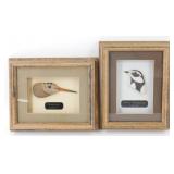 * (2) 1988 Framed Hand-Carved Bird Heads by Rick