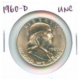 1960-D Uncirculated Franklin Silver Half Dollar