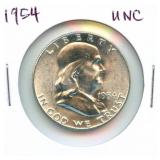 1954 Uncirculated Franklin Silver Half Dollar