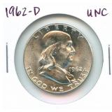 1962-D Uncirculated Franklin Silver Half Dollar