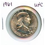1961 Uncirculated Franklin Silver Half Dollar