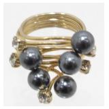 Black Pearl CZ Rhinestone Ring