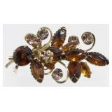 Vintage Flower Colorful Rhinestone Brooch Pin
