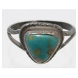 Vintage Turquoise Sterling Silver Ring - Size 4.5