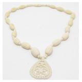 Vintage Celluloid Bone Beaded Necklace
