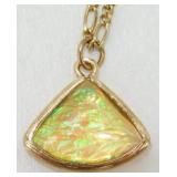 14K Gold Filled Necklace with Ammolite Pendant -